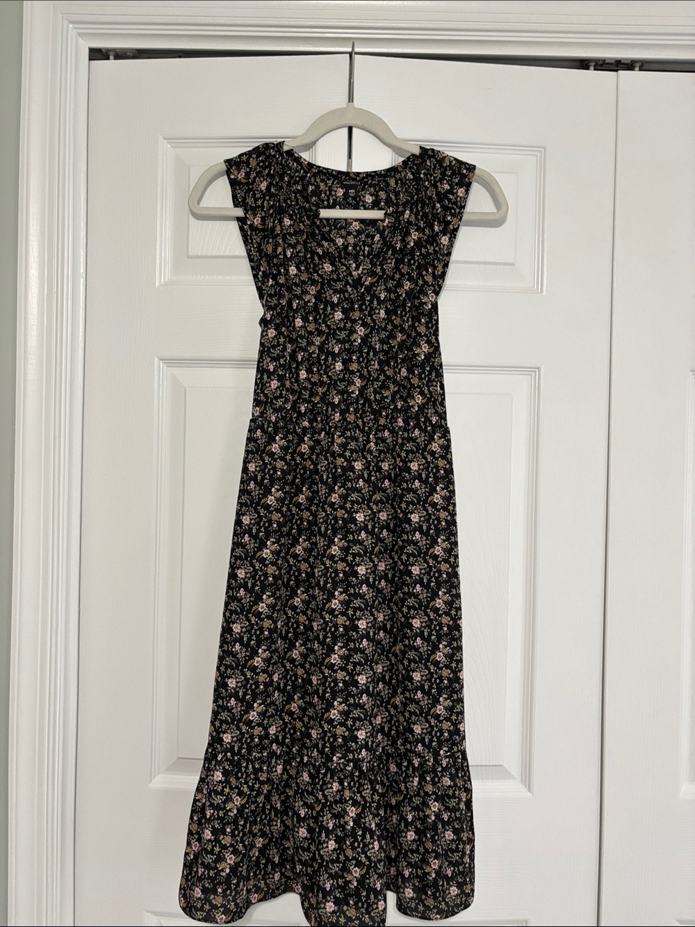 J. Crew Black Maxi Dress with Pink and Cream Floral Print